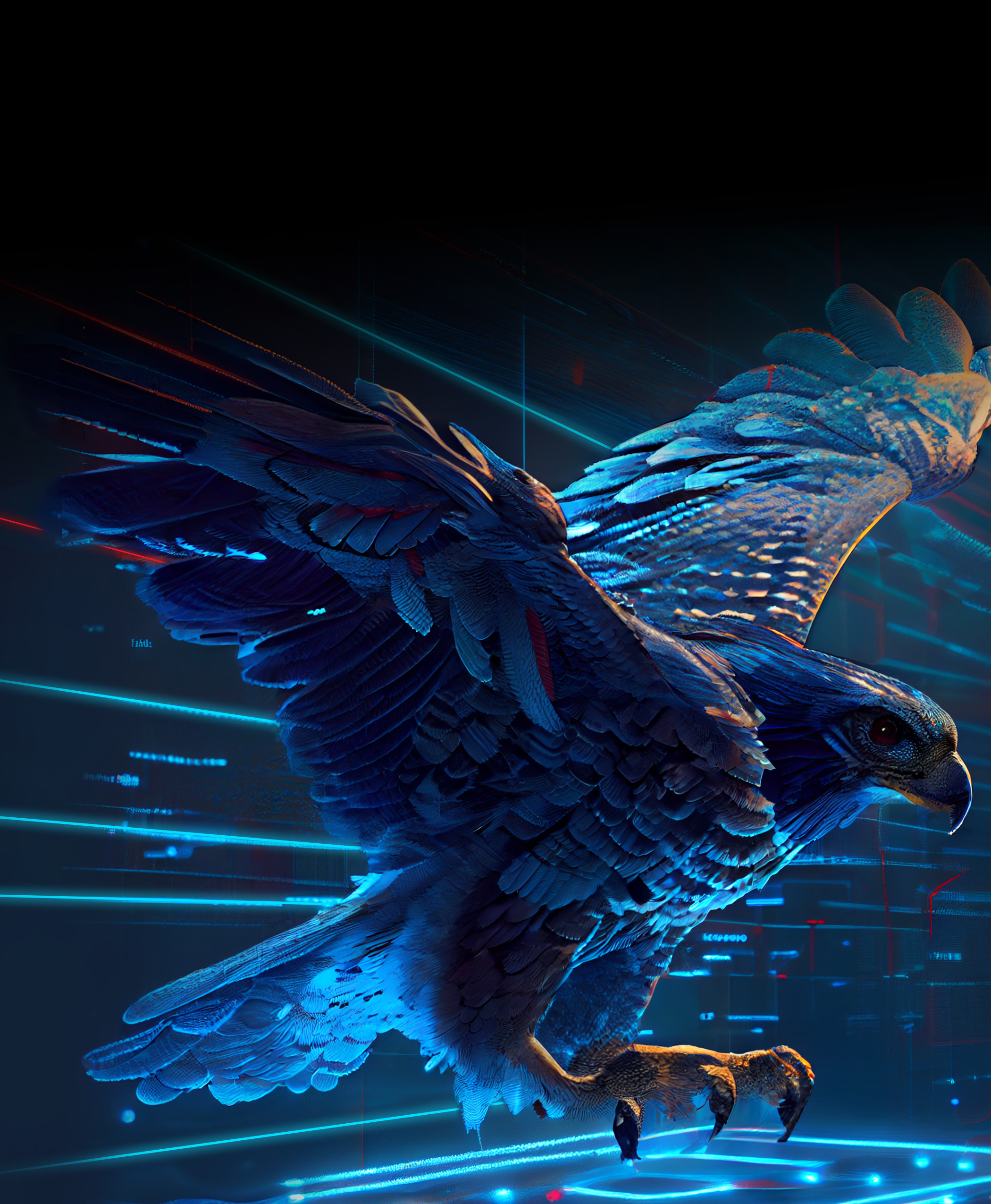 Blue digital falcon